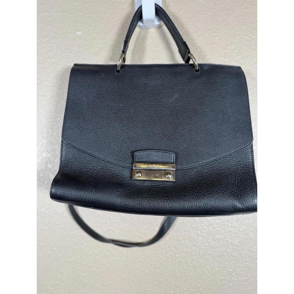 Furla Top Handle Womens Bag Gold Tone Hardware Push‎ Lock Closure Shoulder Strap